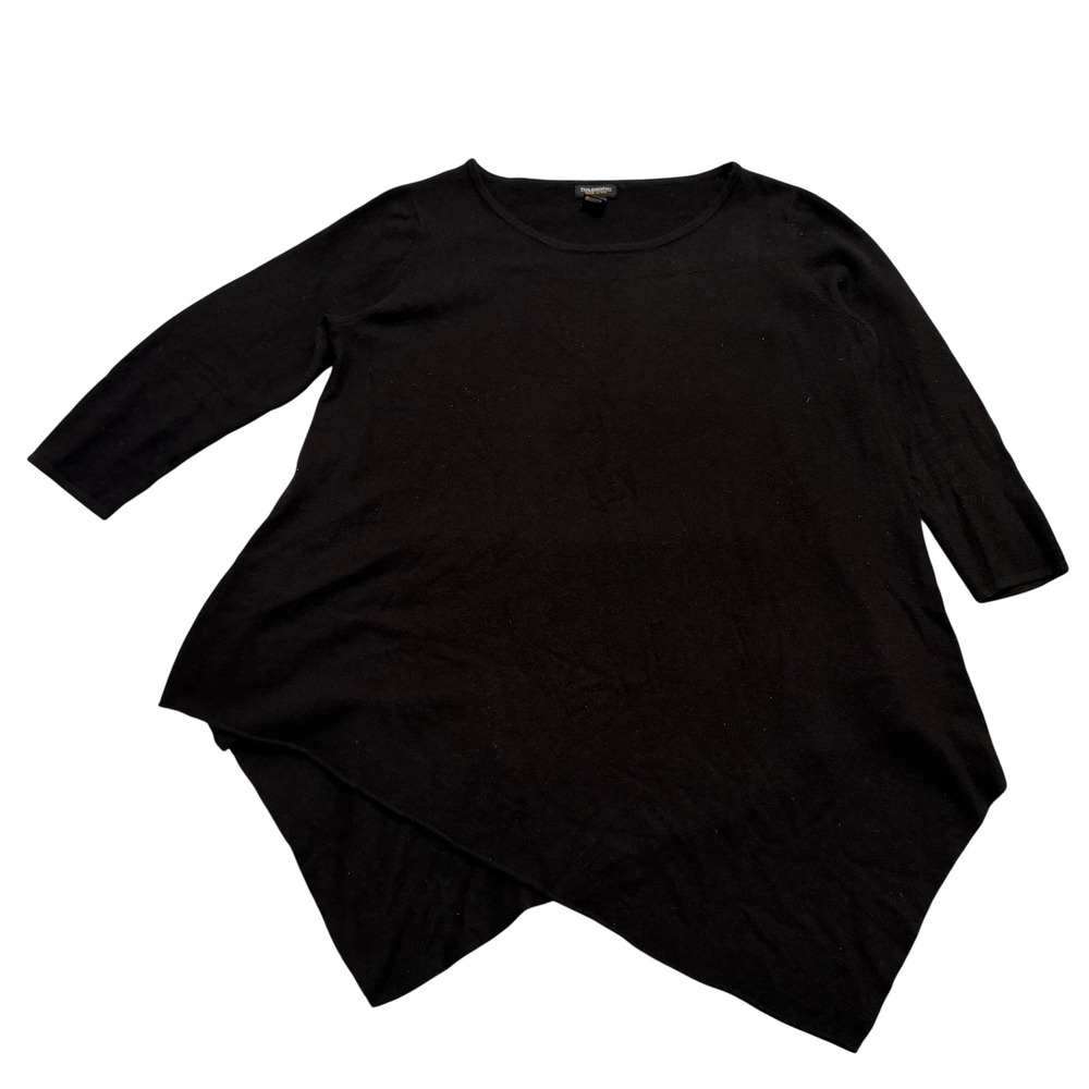 Philosophy Dane Lewis Sweater Womens Small Black Cashmere Asymmetric Lagenlook